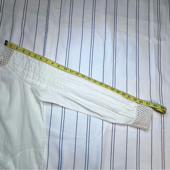 Ampersand Heart Women’s Small Cream Blue Long Sleeve Embroidered Dress - Picture 12 of 15